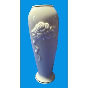 Lenox Bud Vase Rose Blossom Creamy White Fine China Gold Trim